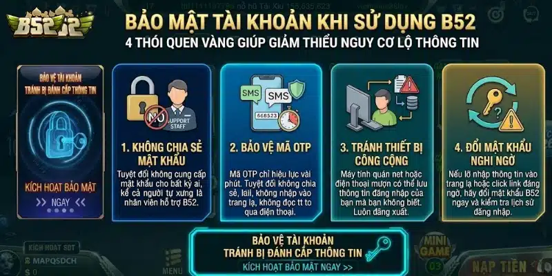 B52 | B52Club Game Bài Bom Tấn - Link Tải B52 Club Chú ý bảo vệ tài khoản và dữ liệu cá nhân